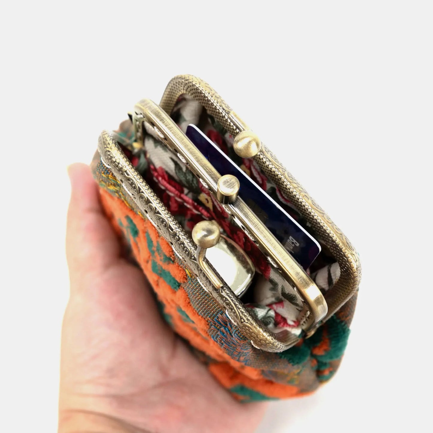 Burnout Velvet Revival Jade Double Kiss Clasp Coin Purse