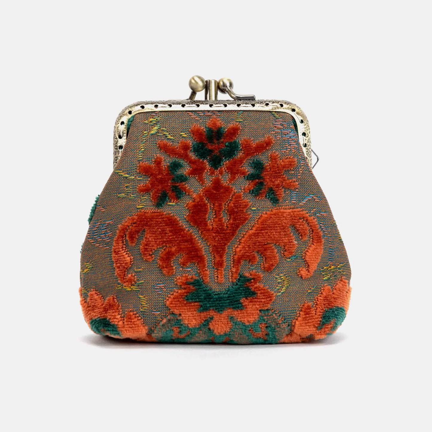 Burnout Velvet Revival Jade Double Kiss Clasp Coin Purse