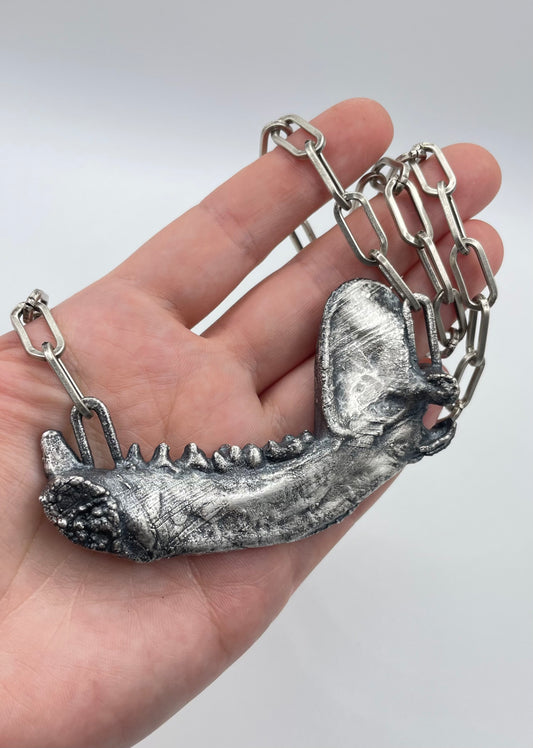 Ethically Sourced Canine Jawbone Sterling Silver Necklace by Inex Jewelry