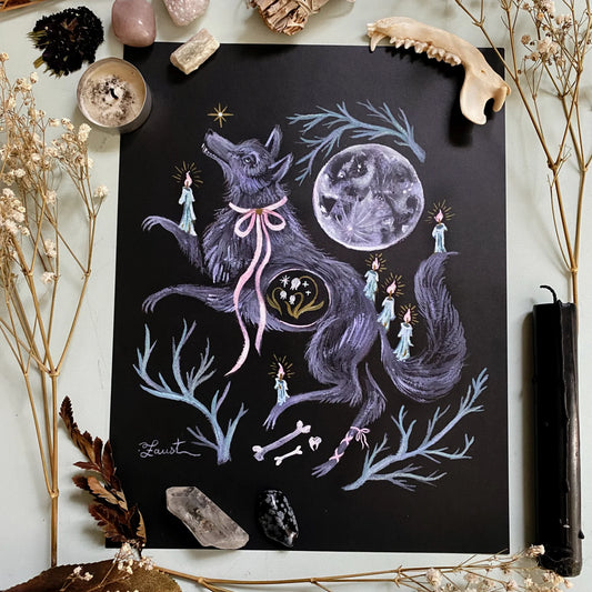Wolf Moon 8.5x11 Art Print by Olivia Faust