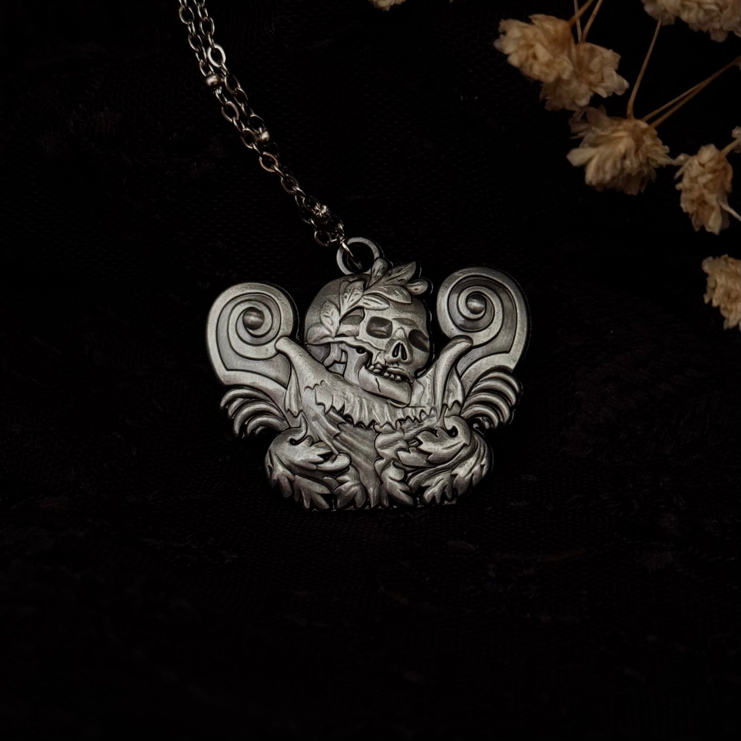 Skull and Plumes Necklace by Seance