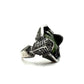 Green Knight Ring with Chrome Chalcedony and Garnet in Sterling Silver