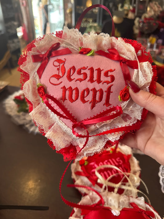 Jesus Wept Wall Pillow by Dirty Pillows