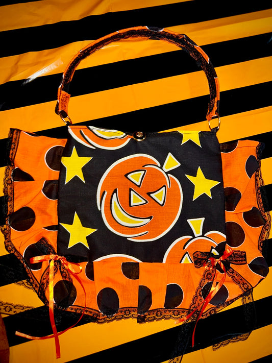 Vintage Halloween Tote - Halloween Pumpkin and Stars by Dirty Pillows