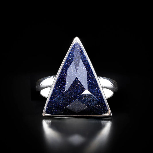 💙 Blue Sandstone Ring – 925 Sterling Silver (Adjustable)