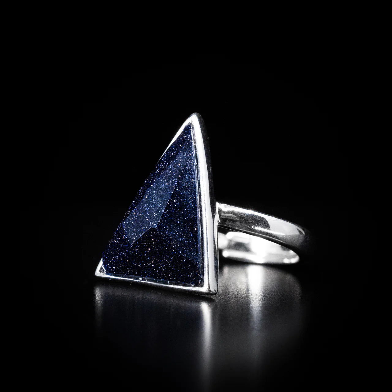 💙 Blue Sandstone Ring – 925 Sterling Silver (Adjustable)