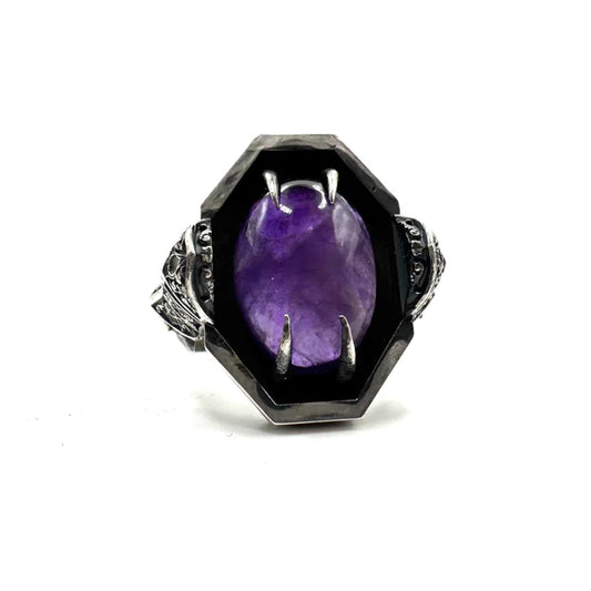 Knight Ring with Amethyst in Sterling Silver