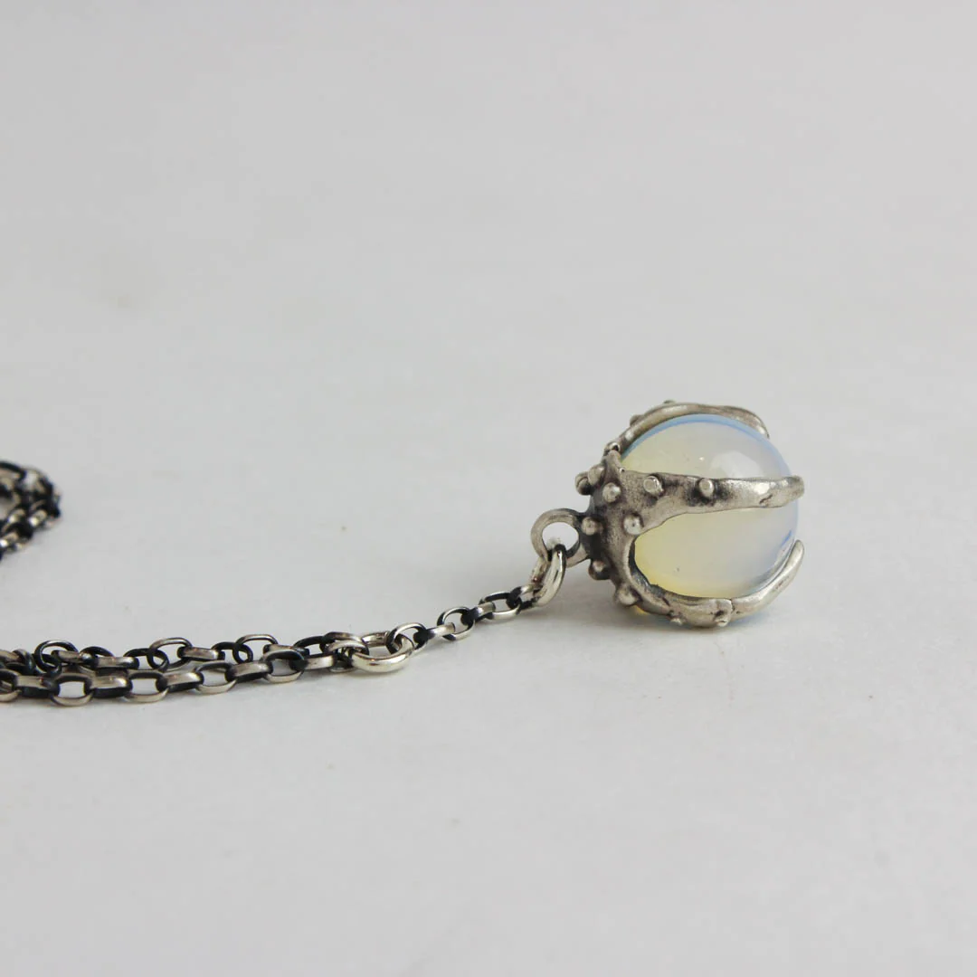 Sorceress Crystal Ball Necklace in Opalite by Acid Queen Jewelry