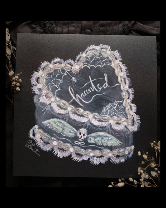 Haunted Cake 8x8 Art Print by Olivia Faust