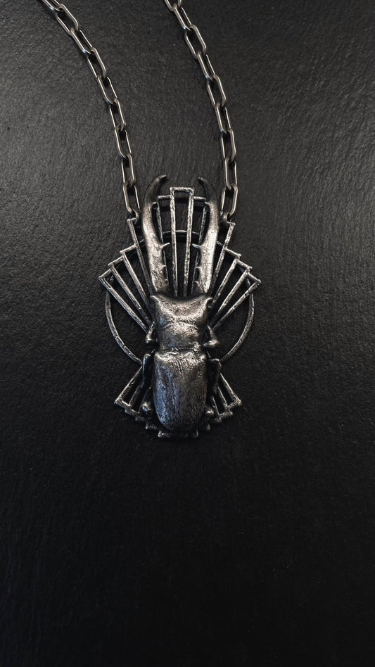 Silver Stag Beetle Necklace by Inex Jewelry