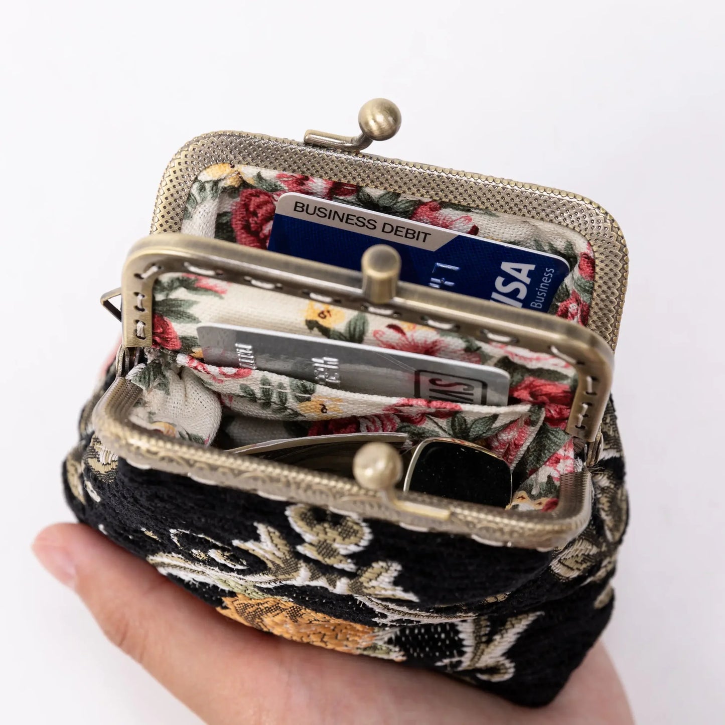 Eternal Elegance Black Double Kiss Clasp Coin Purse