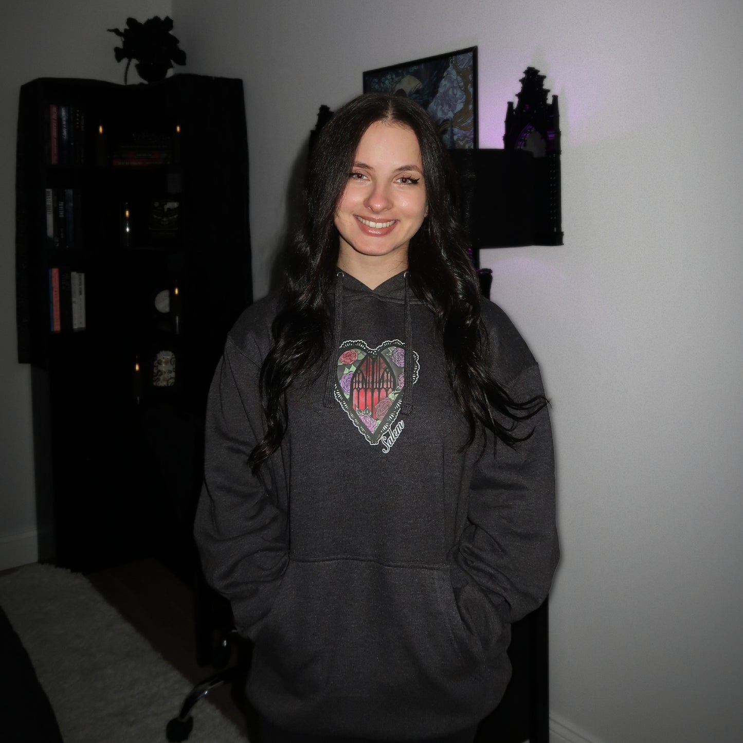 Dark Grey Salem Heart Hoodie by XO Ash