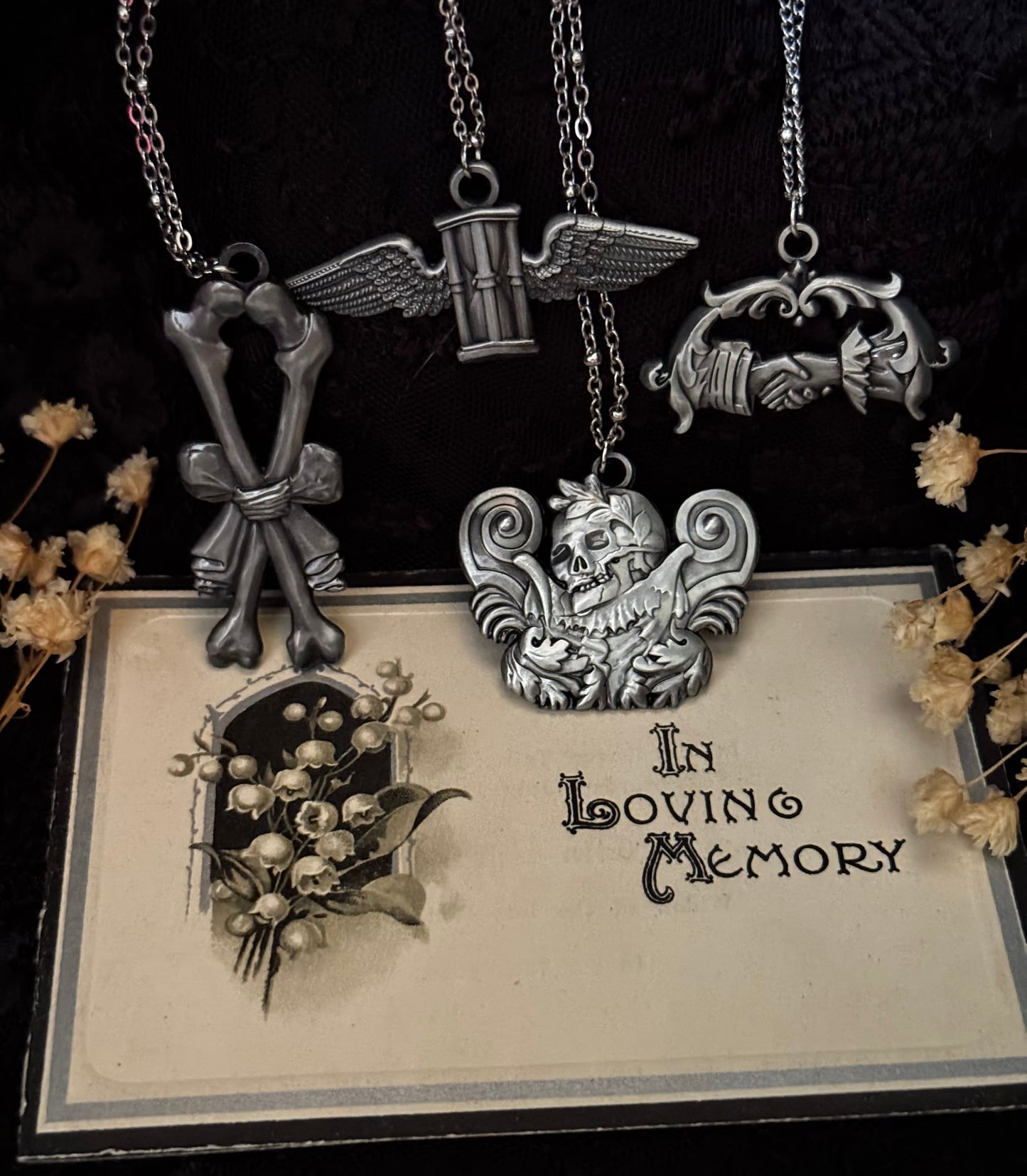 Skull and Plumes Necklace by Seance