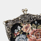 Floral Black Chatelaine Purse Large