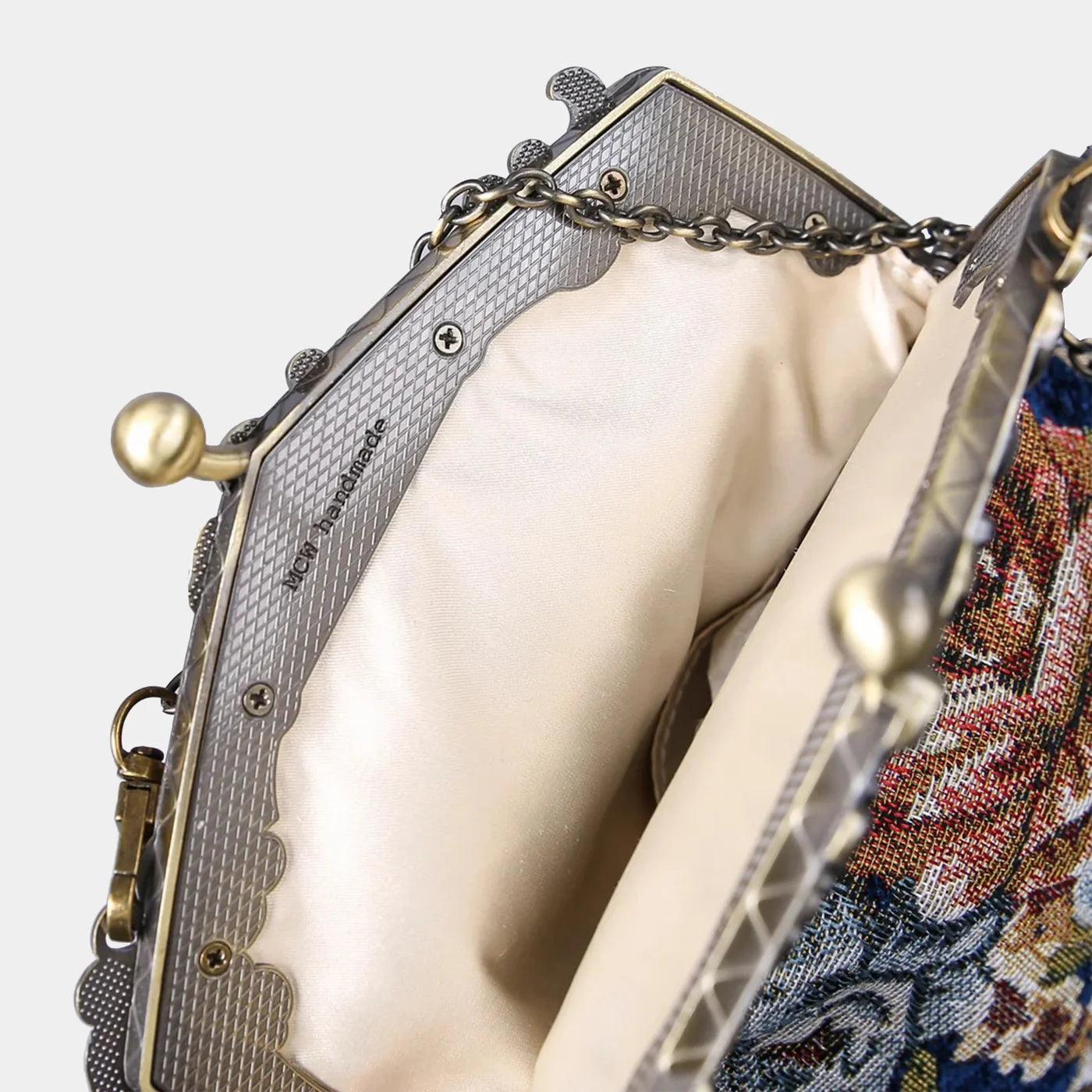 Floral Blue Chatelaine Purse Large