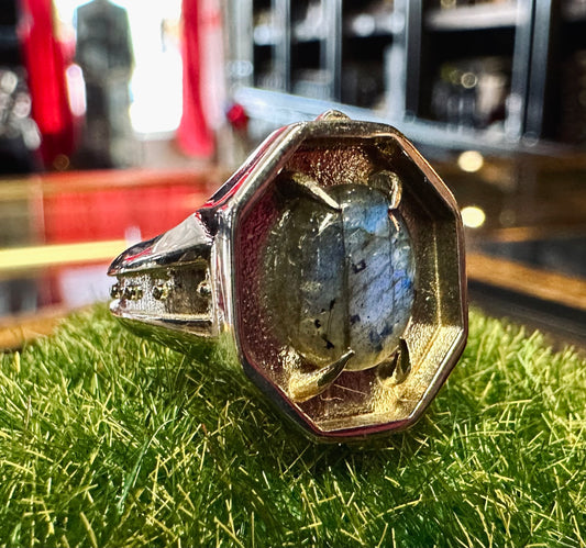 Labradorite Citadel Ring in White Bronze by Julian the 2nd