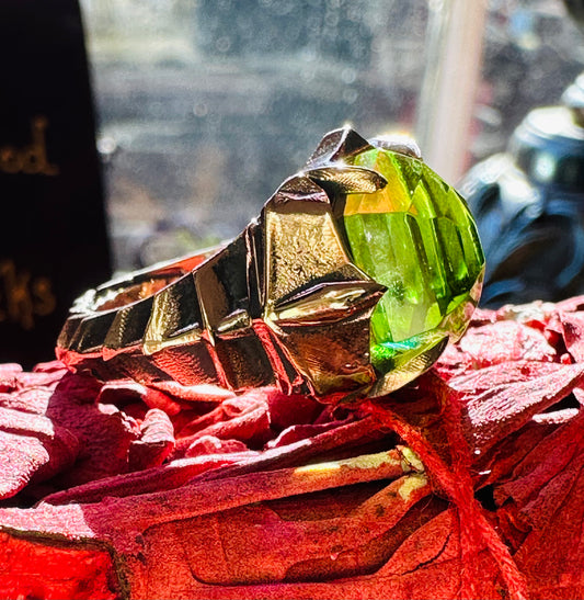 Black Knight Peridot Bronze Ring by Julian the 2nd