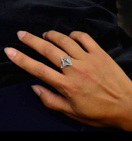 Sword Signet Ring in Sterling Silver with Bronze Accents