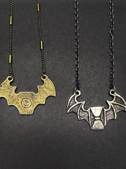 Memento Mori Bat Hourglass Necklace by Miyu Decay