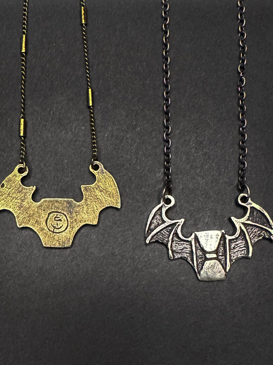 Memento Mori Bat Hourglass Necklace by Miyu Decay