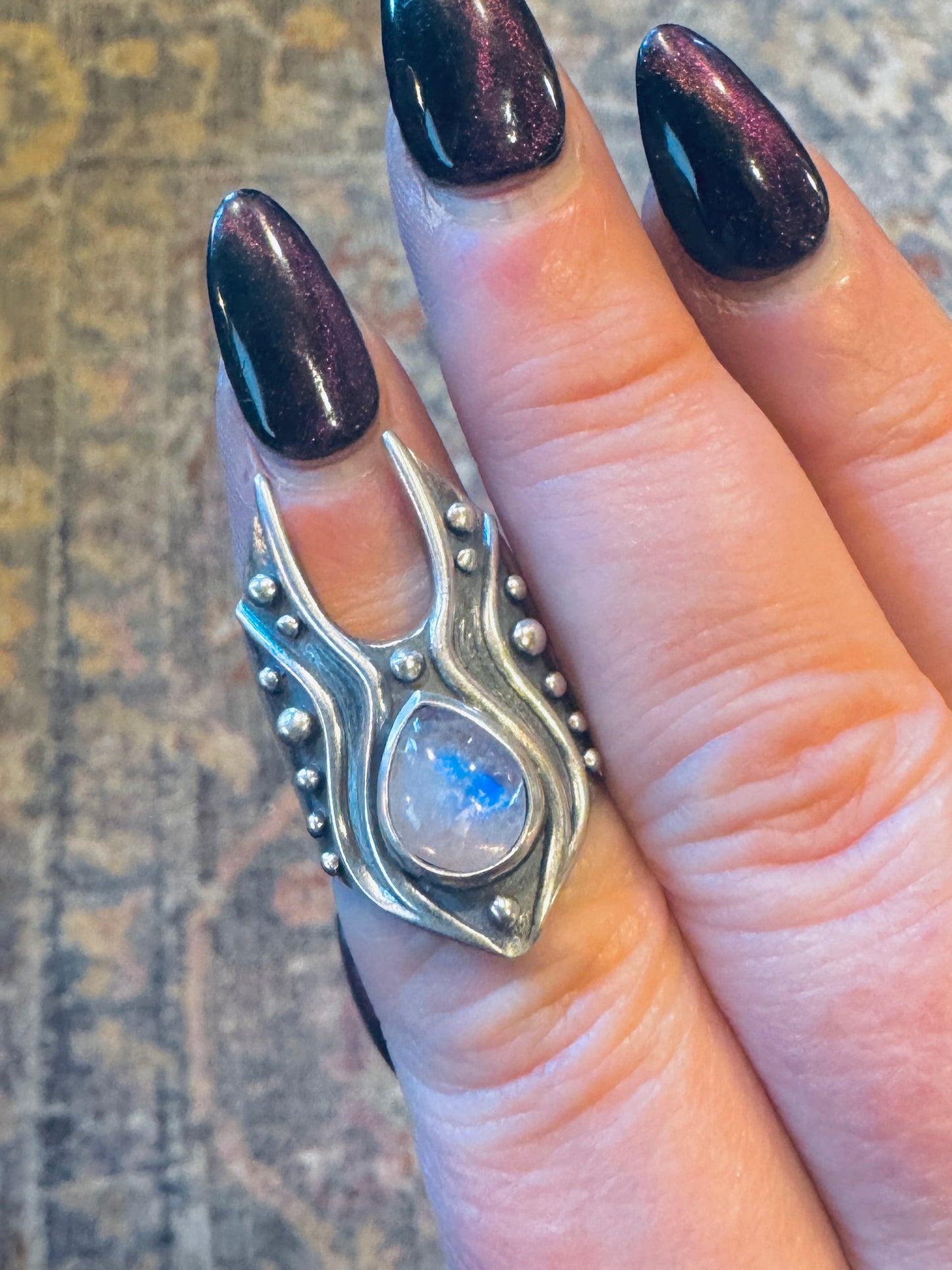 Moronoe Rainbow Moonstone Ring in Sterling Silver