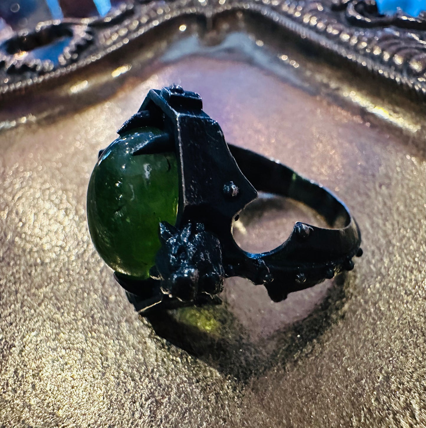 Peridot Gargoyle Ring in Sterling Silver by Julian the 2nd