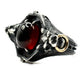 Garnet Sanctum Gargoyle Sterling Silver Ring by Julian the 2nd
