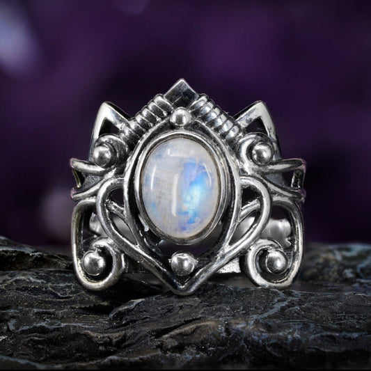 Witchy Eve Moonstone Ring - Sterling Silver