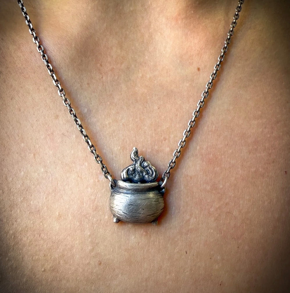 Cauldron & Smoke Witchy Pendant by Uneven Creations
