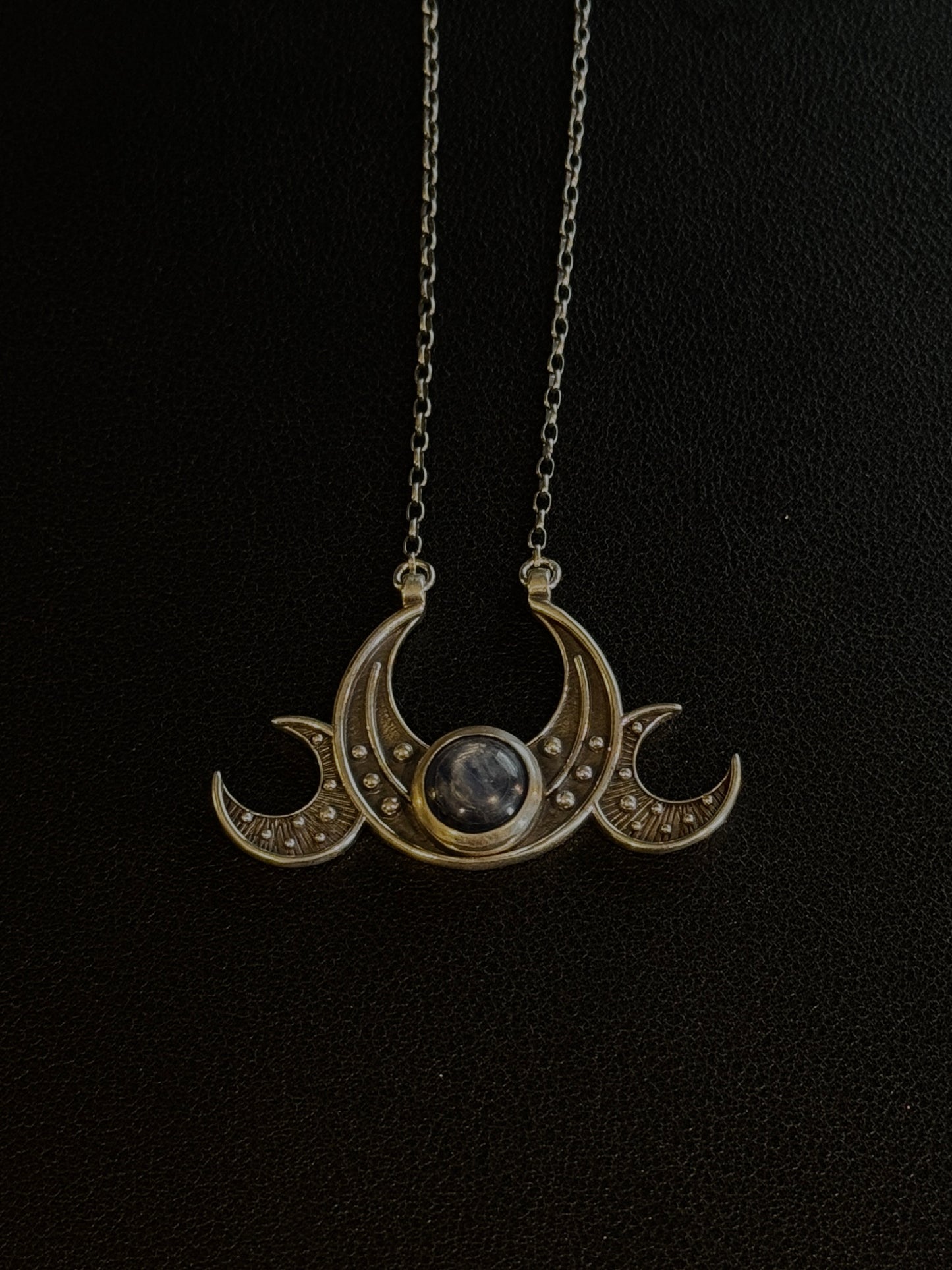Triple Moon Goddess Necklace // Kyanite