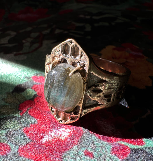 Labradorite Cathedral Ring in Bronze by Julian the 2nd