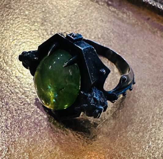 Peridot Gargoyle Ring in Sterling Silver by Julian the 2nd