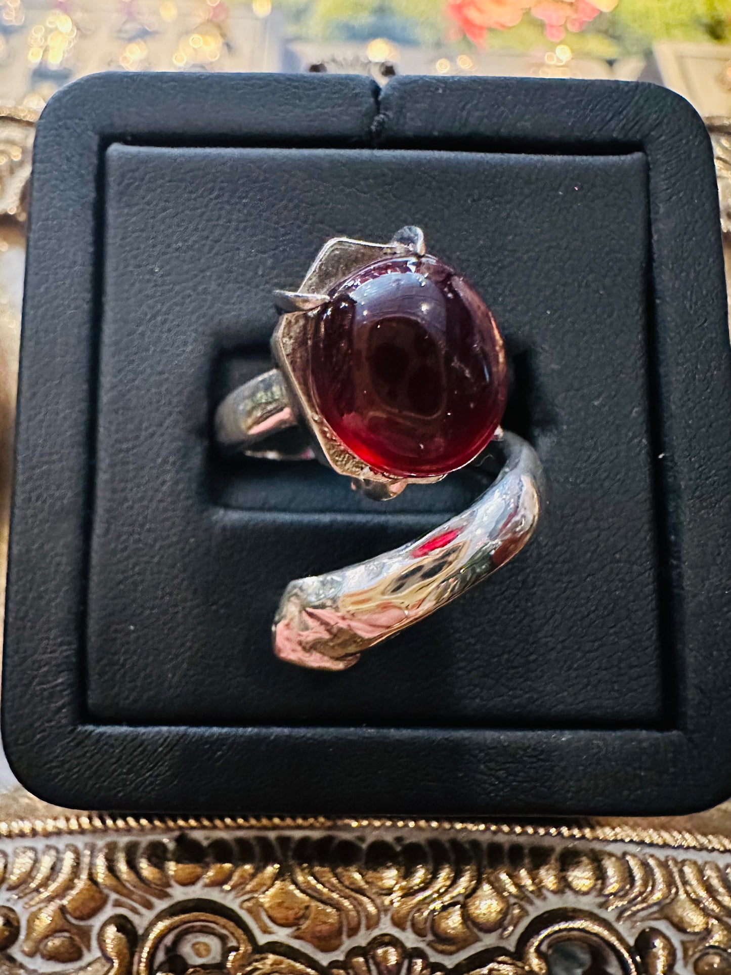 Garnet Snake Sterling Silver Wrap Ring by Julian the 2nd