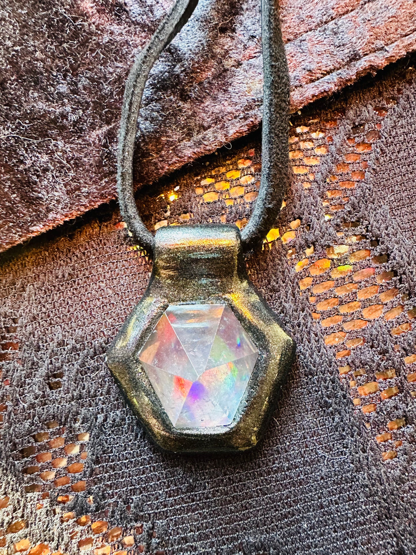 Black Rainbow Quartz Bowie Talisman by Become Spellbound