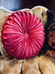 Crimson Velvet Round Smocked Round Pillow  - 12 Inch