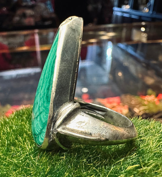 Malachite Teardrop Ring In Sterling Silver by Julian the 2nd