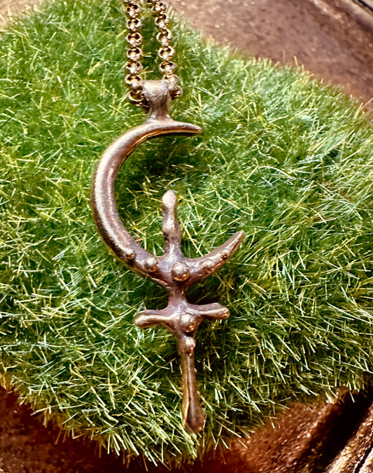 Lilith Cross Necklace in Bronze by Acid Queen Jewelry