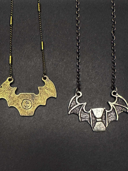 Memento Mori Bat Hourglass Necklace by Miyu Decay