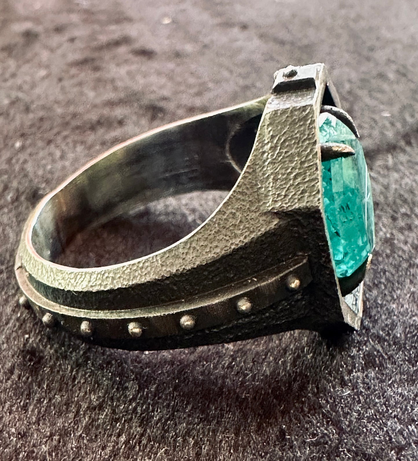 Starburst Teal Bridewell Citadel Ring in Sterling Silver by Julian the 2nd