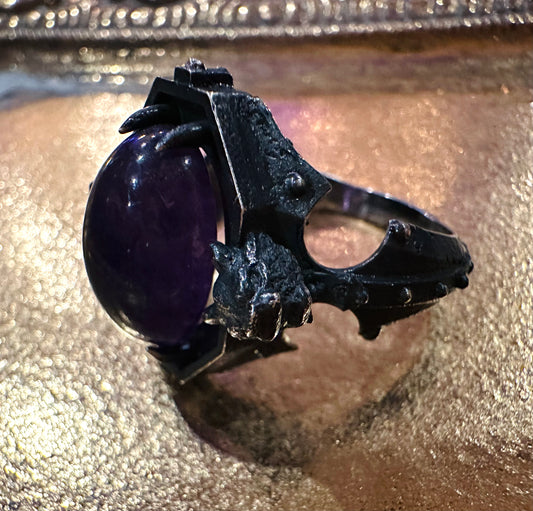 Amethyst Gargoyle Ring in Sterling Silver by Julian the 2nd
