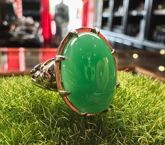 Cathedral Skull Ring With Chrysoprase in White Bronze by Julian the 2nd