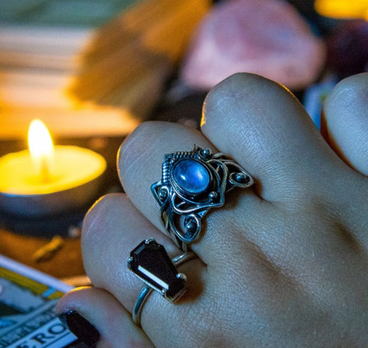 Witchy Moonstone Ring - Sterling Silver