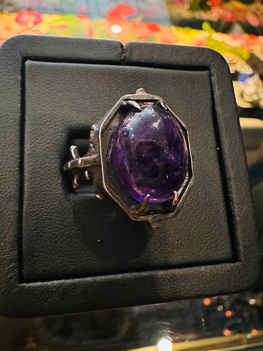 Amethyst Hex Sterling Silver Ring by Julian the 2nd
