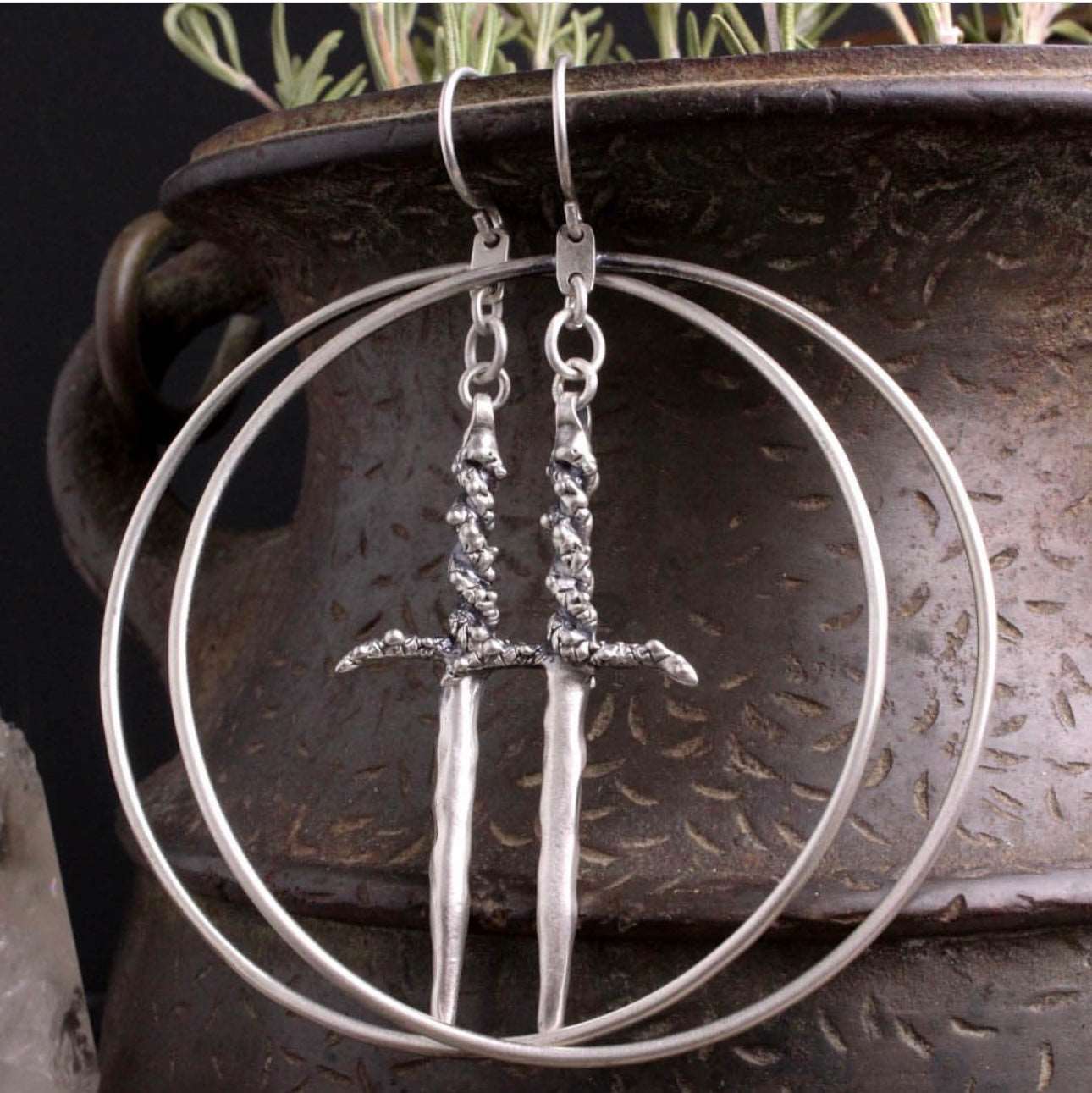 Ritual Dagger Hoop Earrings - Large