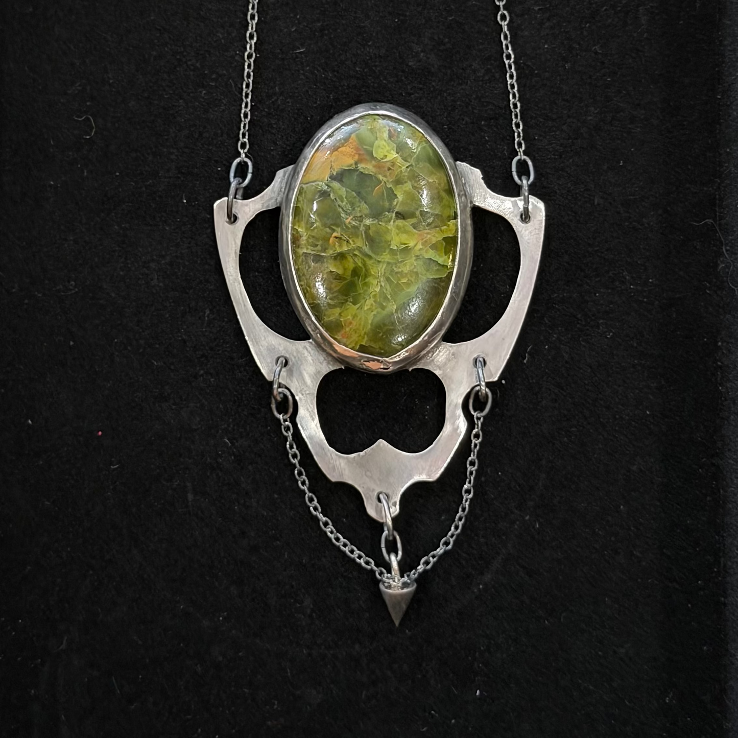 Large green opal pendant necklace by Julian the 2nd