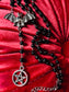 Bat and Pentagram Black Rosary Necklace