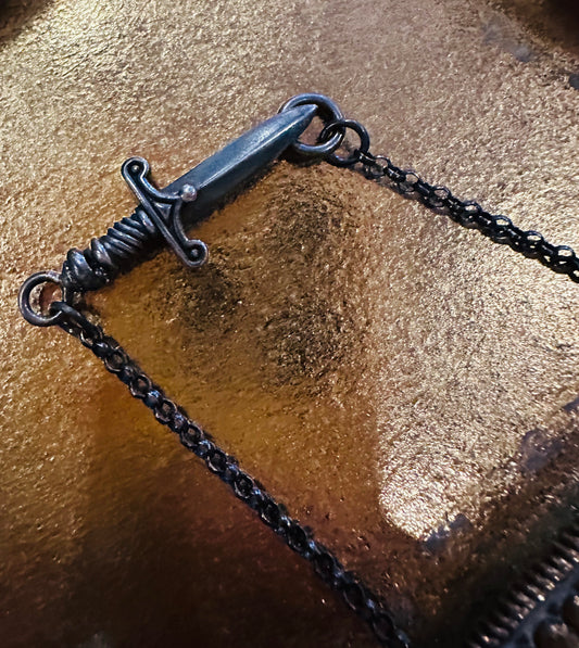 Orange CZ Sterling Silver Sword Clasp Necklace by Julian the 2nd
