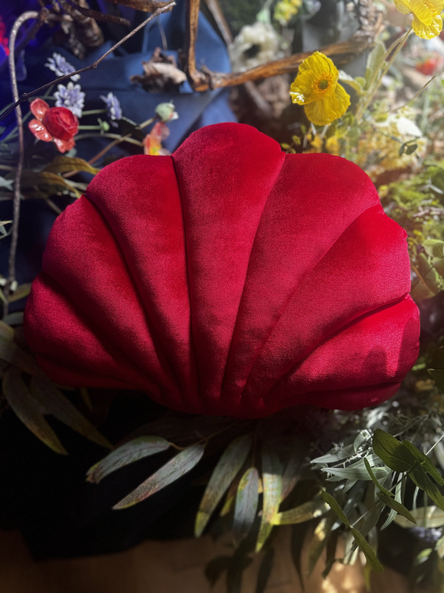 Large Plush Shell Pillow in Red