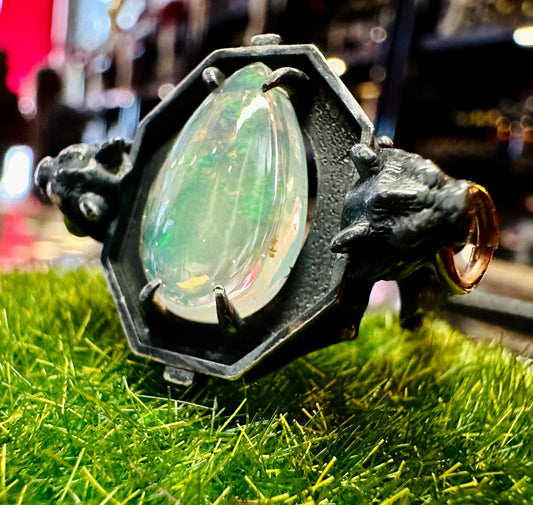 The Sentinel Opal Ring In Sterling Silver by Julian the 2nd