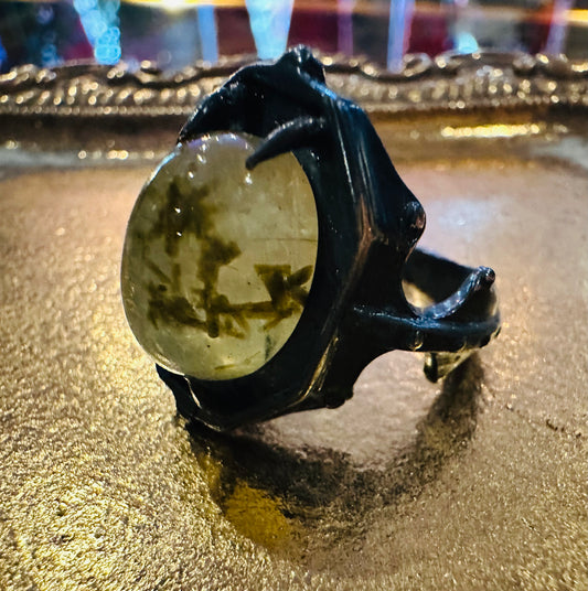 Mossy Prehnite Ring in Sterling Silver by Julian the 2nd